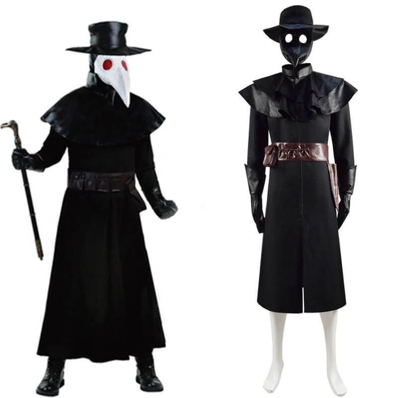 Halloween Plague Doctor Costume Outfit Cosplay Beak Mask Hat - ACcosplay