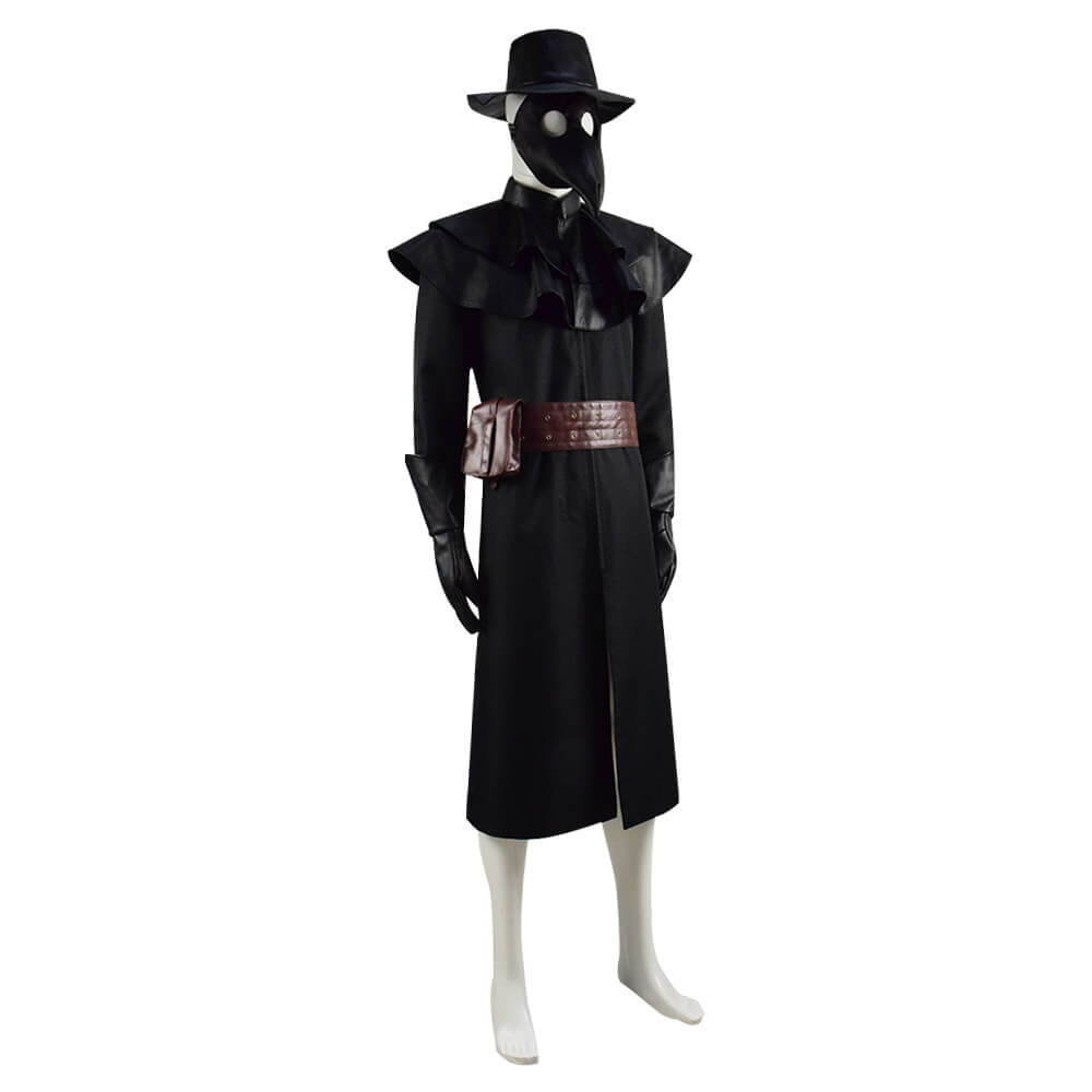 Halloween Plague Doctor Costume Outfit Cosplay Beak Mask Hat - ACcosplay