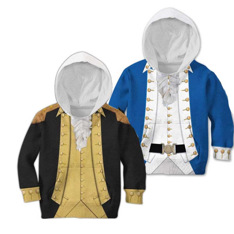Kids Alexander Hamilton Hoodie Costume 3D George Washington Historical Figure Colonial Costume