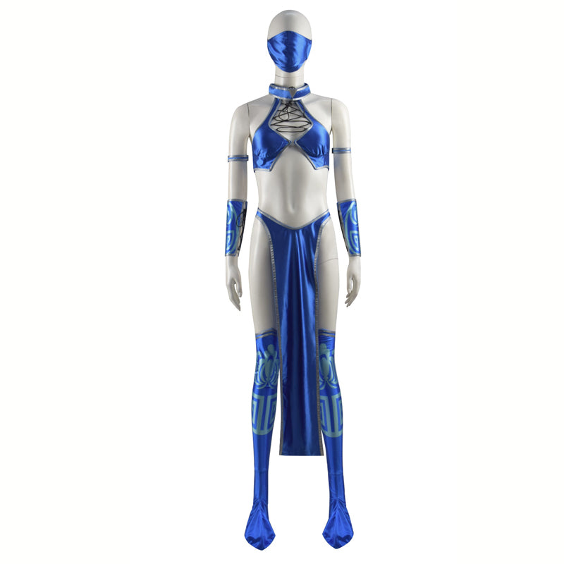 Womens Kitana Mortal Kombat Costume Sexy Halloween Cosplay Costume Set