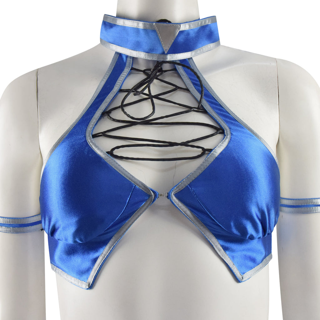 Womens Kitana Mortal Kombat Costume Sexy Halloween Cosplay Costume Set