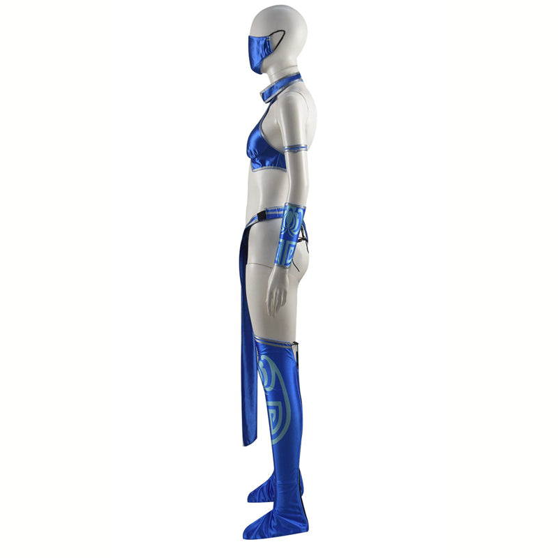 Womens Kitana Mortal Kombat Costume Sexy Halloween Cosplay Costume Set