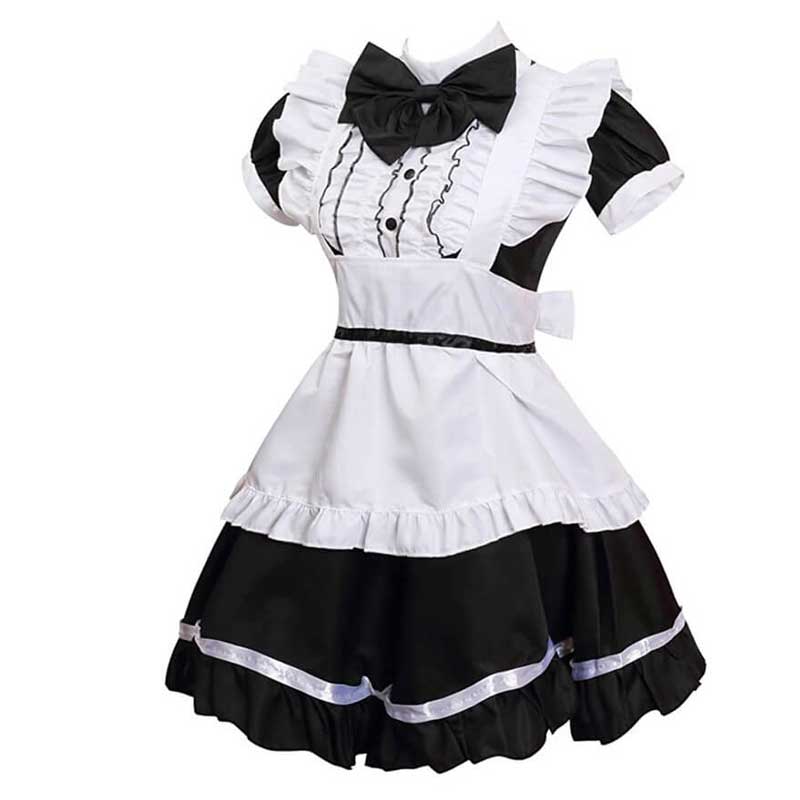 fancy dress for women Lolita Dress French Apron Maid Fancy Dress Women Cat Ear Costume ACcosplay, M / Black