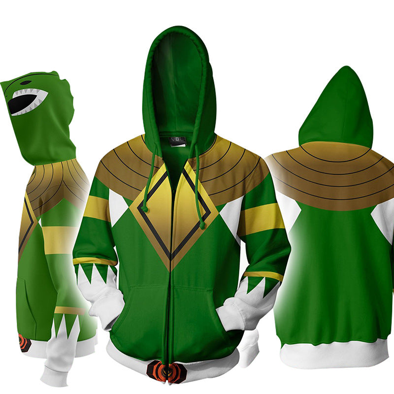 Green Power Rangers Zip-Up Hoodie made by - Depop