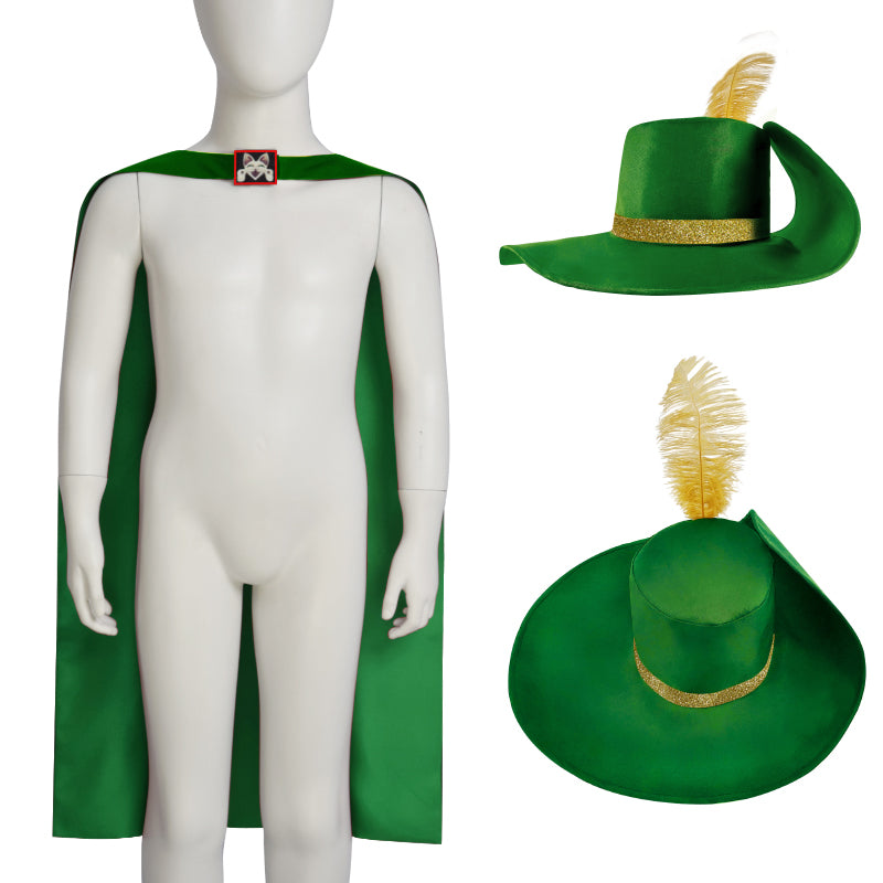 Puss In Boots Hat and Cape for Kids Green Puss In Boots Costume Green Hat ACcosplay
