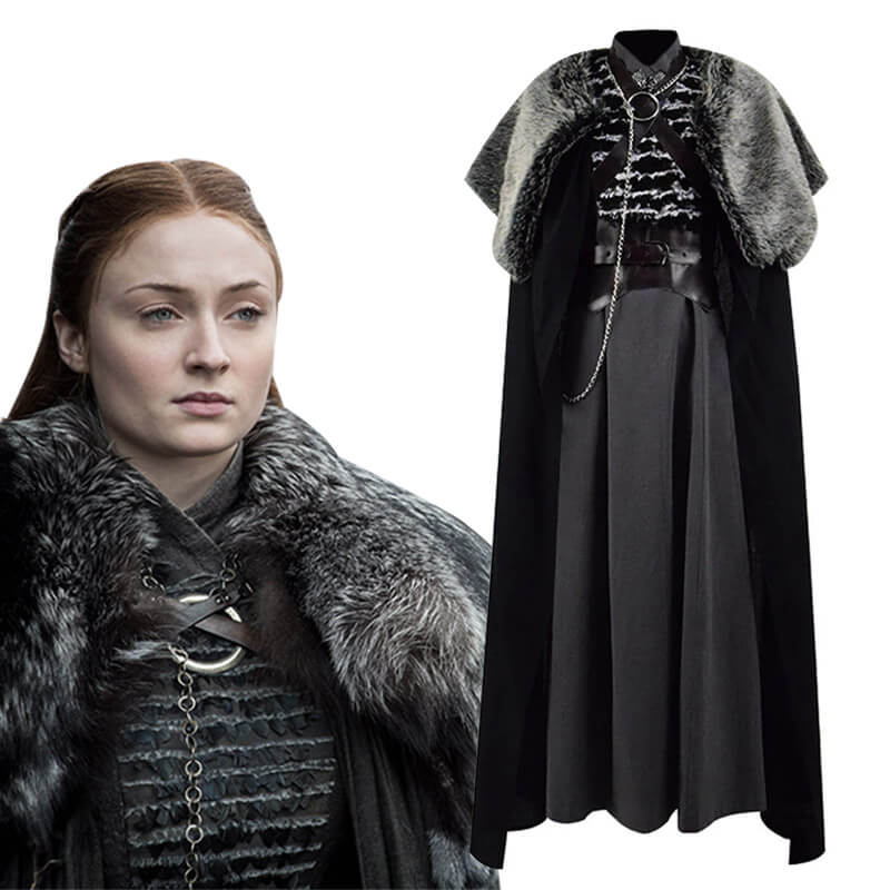 Game of Thrones Sansa Stark Dress Cape Clock Cospaly Costume Ideas For Sale - ACcosplay