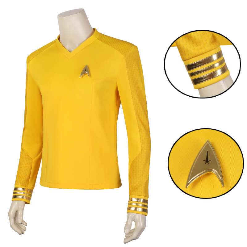 Star Trek Strange New Worlds Yellow Uniform Shirt Captain Christopher Pike Cosplay Costume