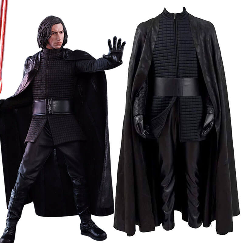 Star Wars Kylo Ren Cosplay Costume Halloween PU Outfits with Cloak for Men - ACcosplay