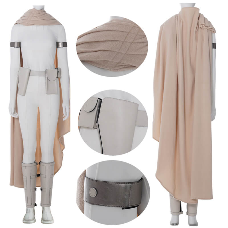 Star Wars Padme Amidala Costumes Padme Cosplay White Battle Outfits New Version ACcosplay
