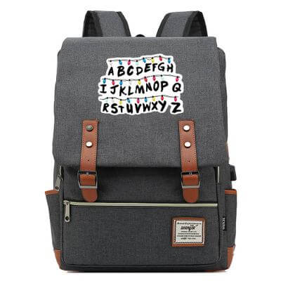 Stranger Things Backpack College School Bag Laptop Daypack(Black USB) - ACcosplay