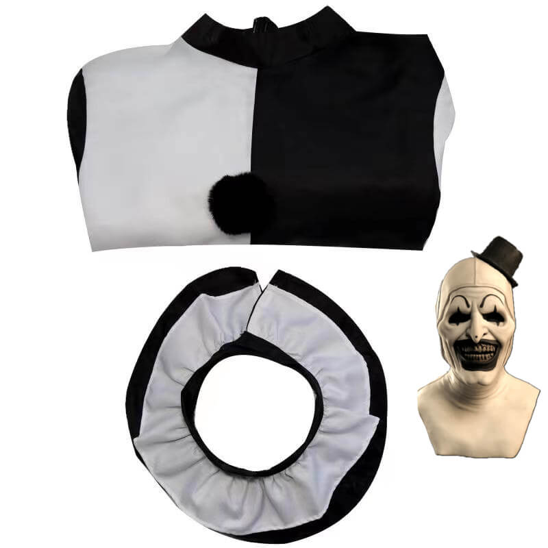 Terrifier 2 Art The Clown Halloween Jumpsuit Cosplay Costume with Halloween Mask
