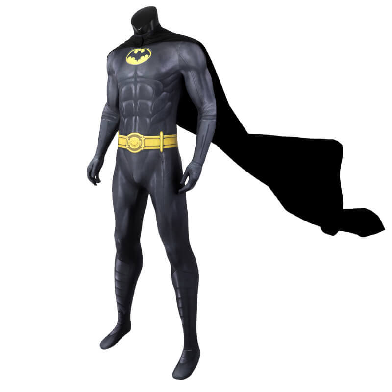 The Flash Batman Bruce Wayne Suit Halloween Cosplay Costume with Cloak