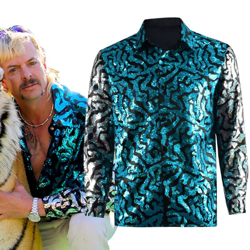 Tiger King Joe Exotic Sequin Shirt Cosplay Halloween Costumes Men