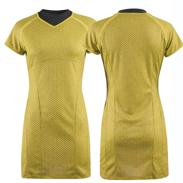 Star Trek Into Darkness Fleet Uhura Yellow Uniform Dress Cosplay Costume, XL / Female Star Trek Into Darkness Fleet Uhura Yellow Uniform Dress Cosplay Costume, XL / Female