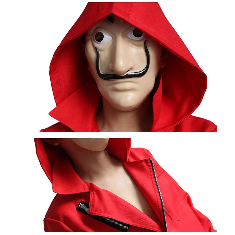 Unisex LA CASA De Papel Money Red Jumpsuit Hoodie with Mask Halloween Costume Kids Adults - ACcosplay