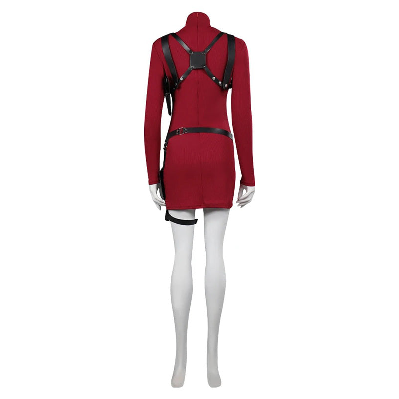 Resident Evil 4 Remake Ada Wong Cosplay Costume Red Knit Dress Halloween Exhibition Suit