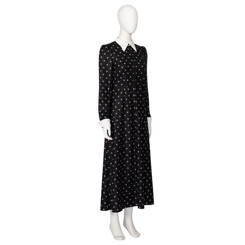 The Addams Family Wednesday Cosplay Costume Wednesday Addams Black Dress Halloween Outfit