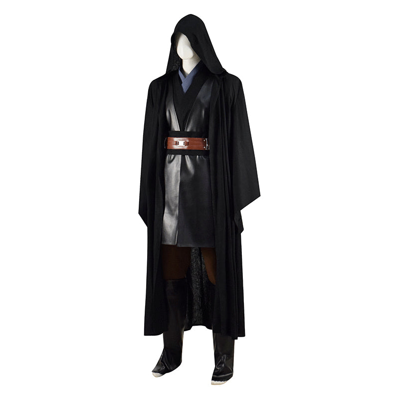 Anakin Skywalker Jedi Costume Star Wars Cosplay Black Cape Battle Suit
