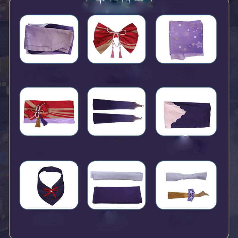 Genshin Impact Raiden Shogun Costume Gameplay Baal Cosplay Dress Purple Kimono Ying Version