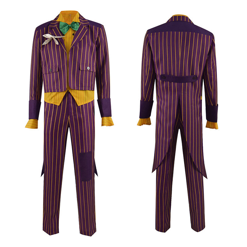 Batman Joker Cosplay Costume Purple Full Set Arkham Asylum Version