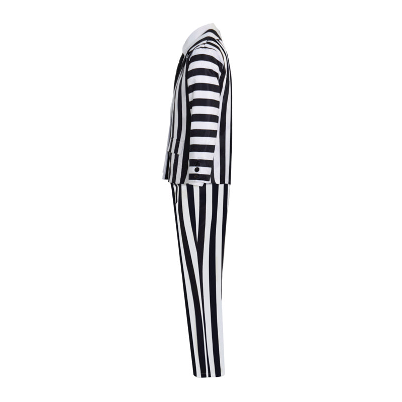 Beetlejuice Adam Maitland Cosplay Costume Black White Striped Suit Halloween Party Suit