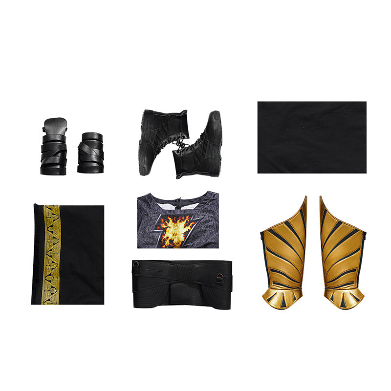 Black Adam Costume Movie Teth-Adam Cosplay Suit Black Superhero Jumpsuit With Cloak