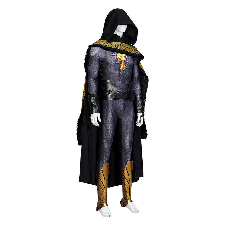 Black Adam Costume Movie Teth-Adam Cosplay Suit Black Superhero Jumpsuit With Cloak