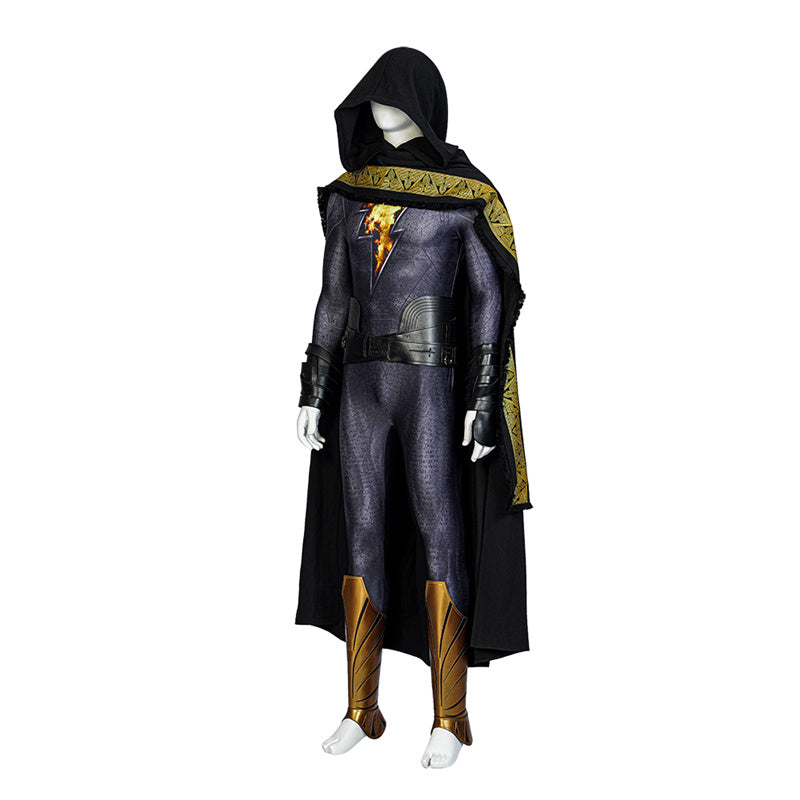 Black Adam Costume Movie Teth-Adam Cosplay Suit Black Superhero Jumpsuit With Cloak
