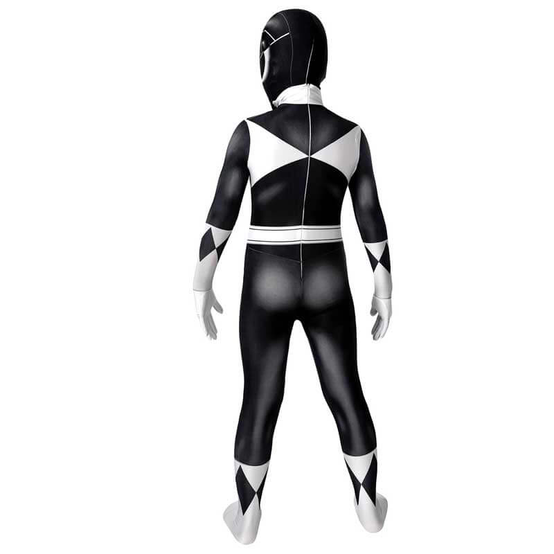Kids Power Rangers Costume Black Ranger Cosplay Suit Mask Zentai Bodysuit