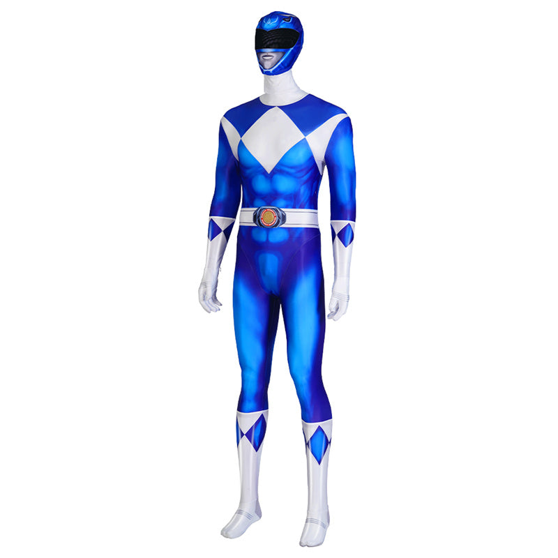 Mighty Morphin Power Rangers Cosplay Blue Ranger Costume Triceratops Ranger Halloween Jumpsuit