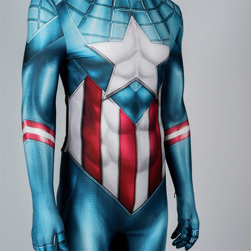 Miles Morales Captain America Spider-Man Cosplay Costume Superhero Spidey Jumpsuit