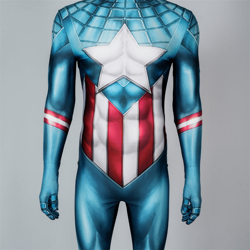 Miles Morales Captain America Spider-Man Cosplay Costume Superhero Spidey Jumpsuit
