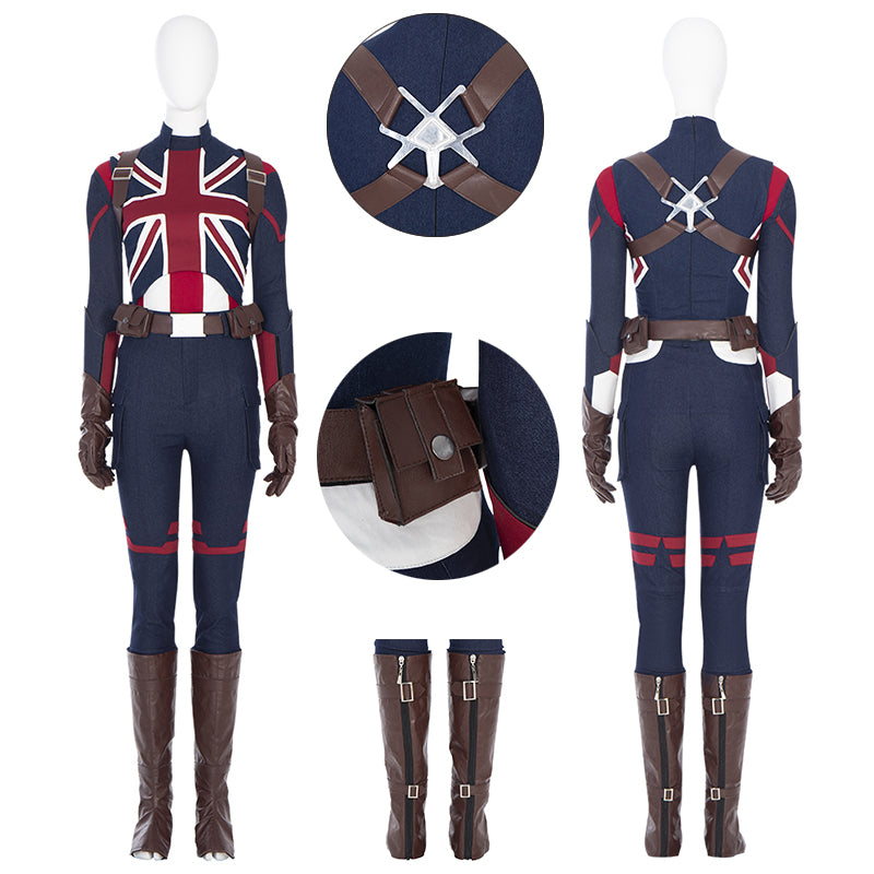 Captain Carter Cosplay What If Peggy Carter Cosplay Super Soldier Jumpsuit Outfit