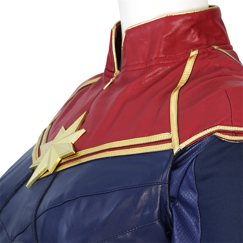 2022 Captain Marvel Carol Danvers Cosplay Costume Superhero Supergirl Battle Suit Blue Bodysuit