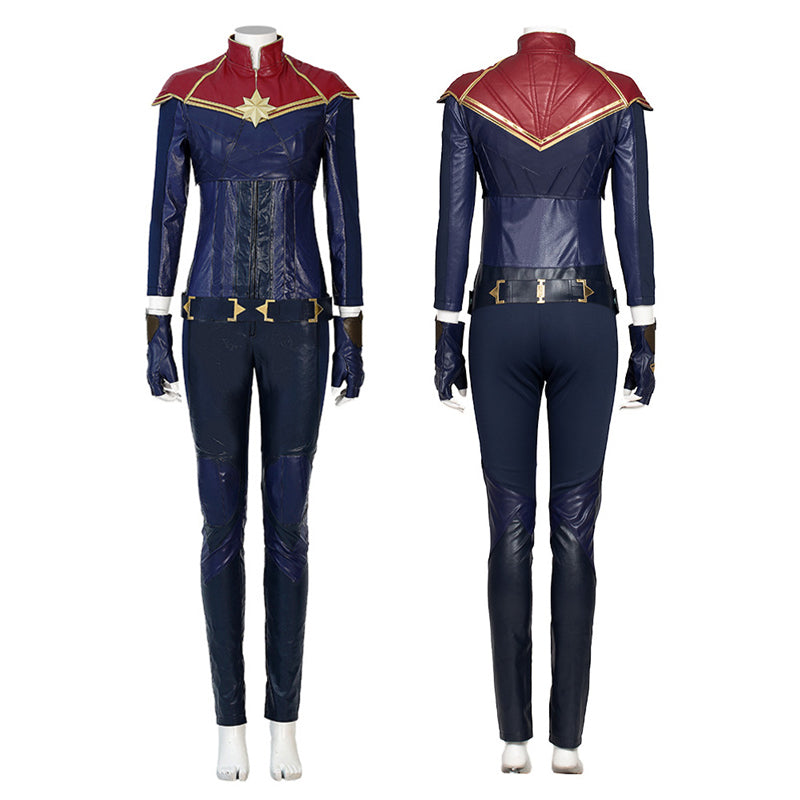 2022 Captain Marvel Carol Danvers Cosplay Costume Superhero Supergirl Battle Suit Blue Bodysuit