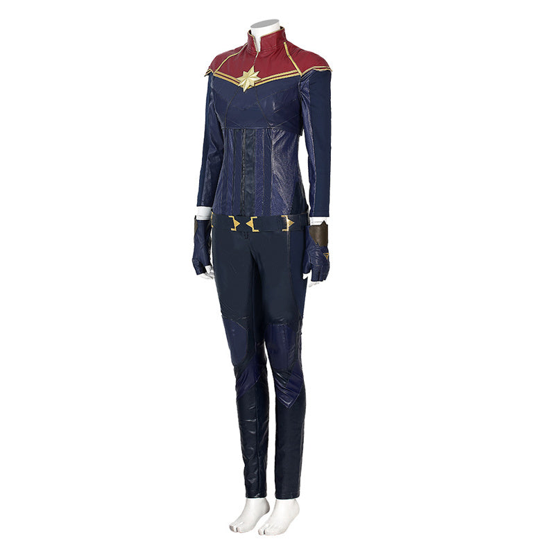 2022 Captain Marvel Carol Danvers Cosplay Costume Superhero Supergirl Battle Suit Blue Bodysuit