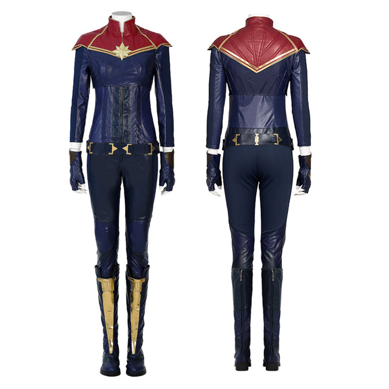 2022 Captain Marvel Carol Danvers Cosplay Costume Superhero Supergirl Battle Suit Blue Bodysuit
