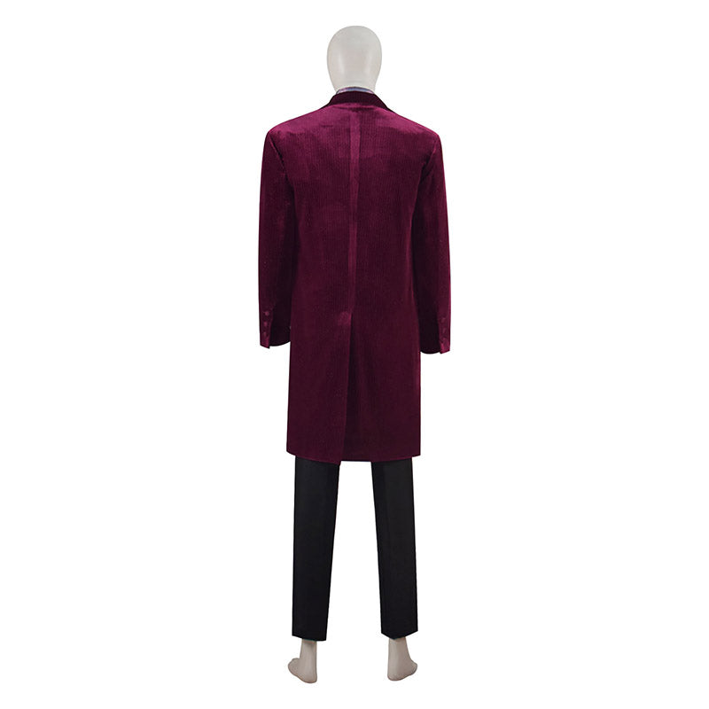 Willy Wonka Costume Charlie And The Chocolate Factory Cosplay Red Coat Full Set