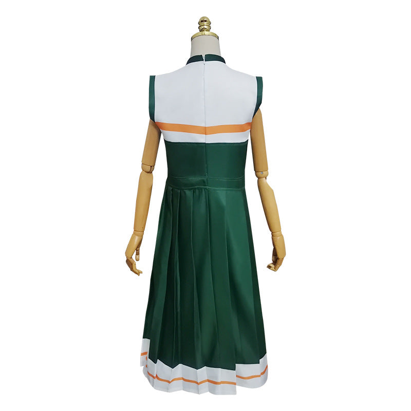 Stranger Things Season 4 Hawkins High School Chrissy Cheerleader Cosplay Costume Green Dress Coat Uniform