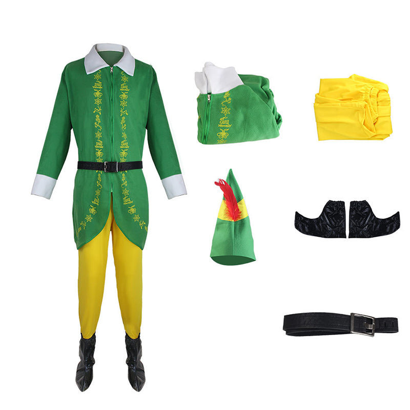 Men Christmas Costume Christmas Elf Green Outfit Holiday Patry Suit