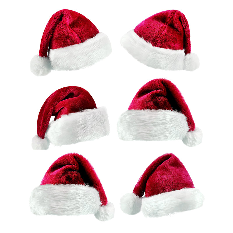Christmas Hat Santa Hat Red Velvet Classic Hat Christmas New Year Party Hat(4 pieces)