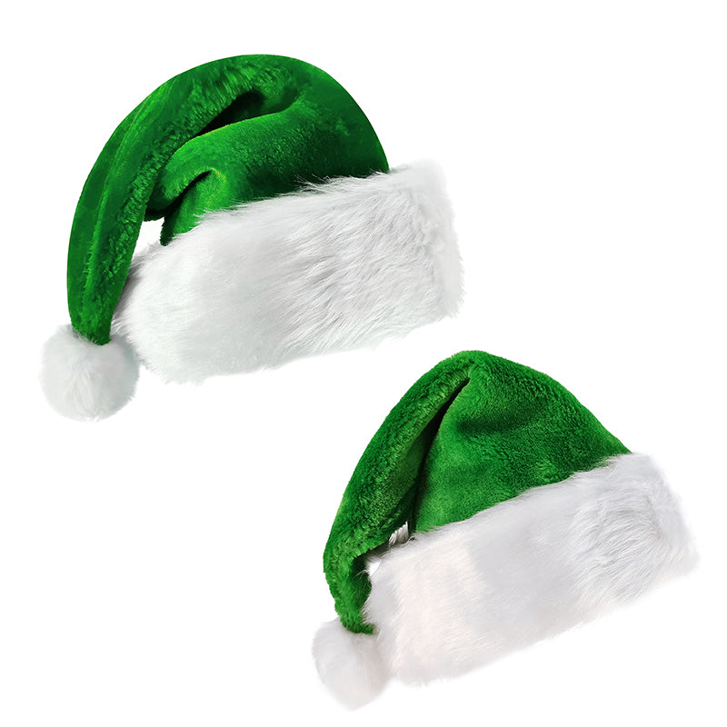 Christmas Hat Santa Hat Green Velvet Classic Hat Holiday Party Hat(4 pieces)