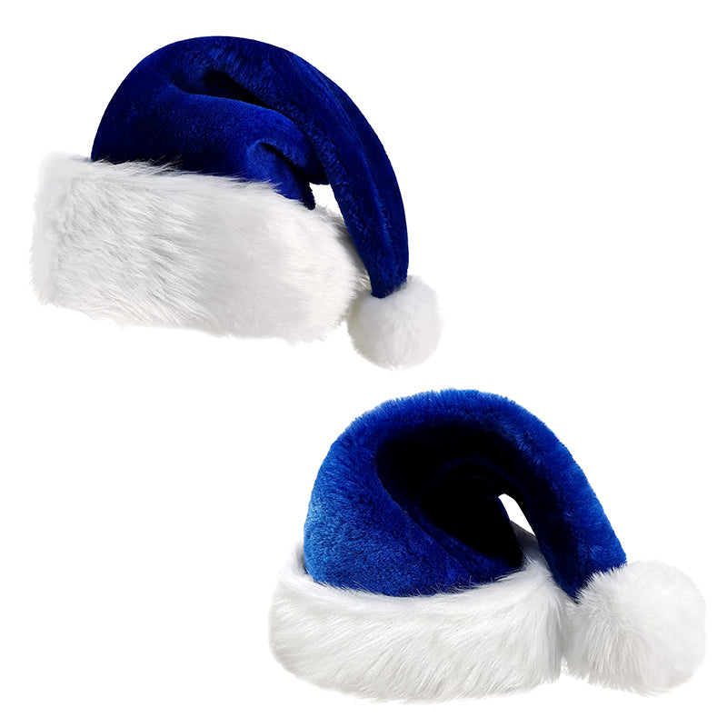 Christmas Hat Santa Hat Blue Velvet Classic Christmas New Year Party H ...