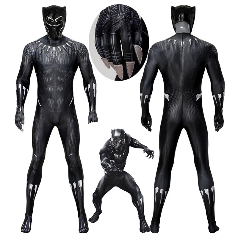 Captain America Civil War Black Panther Jumpsuit Cosplay Costume Superhero T'Challa Bodysuit with Mask
