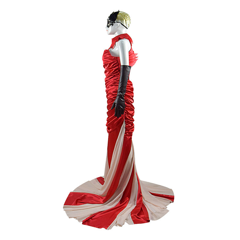 Cruella Red Dress Costume Cruella De Vil Cosplay Halloween Outfit