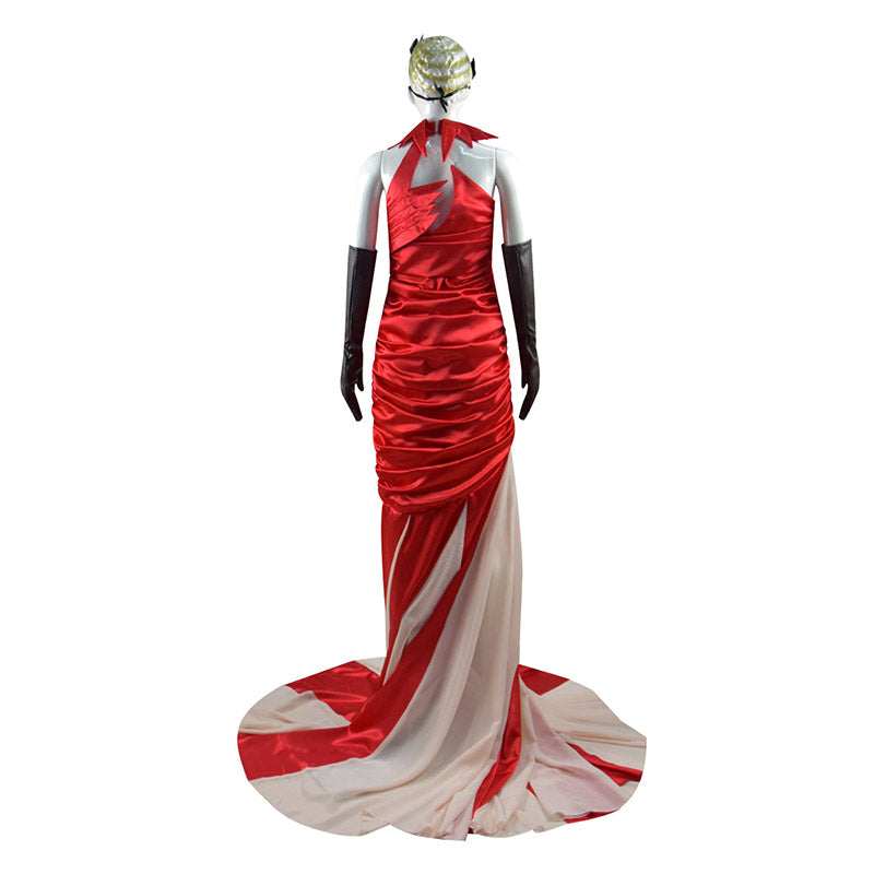 Sexy Cruella Cosplay Red Dress Fashion Queen Costume Wedding