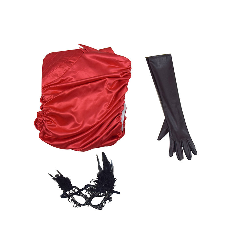 2021 Cruella de Vil Red Dress Emma Stone Cruella Devil Cosplay Wig Costumes ACcosplay, XL / Full Set(without Wig)