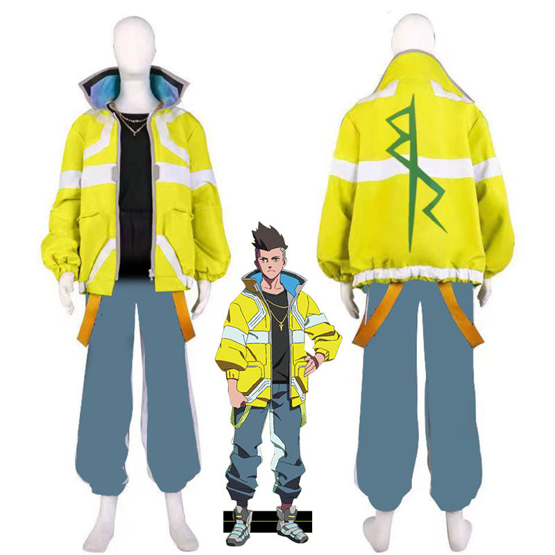 Cyberpunk Edgerunners David Cosplay Costume Yellow Jacket Outfit Halloween Carnival Suit