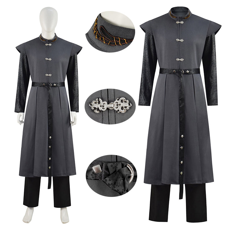 House of the Dragon Daemon Targaryen Cosplay Costume Black Coat Uniform Halloween Party Suit