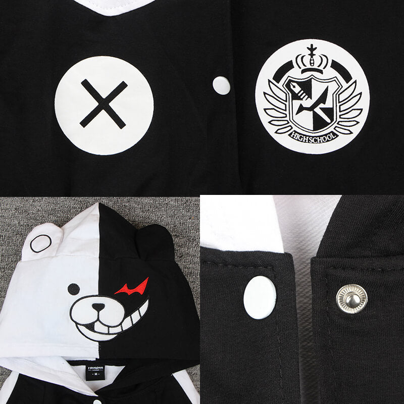 Danganronpa Monokuma Black White Bear Hoodie Jacket